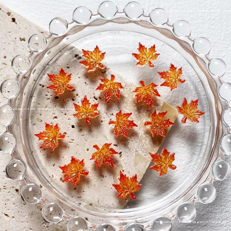 Art Craft With Leaves - 50/100Pcs Luminous Printed Maple Leaf Resin