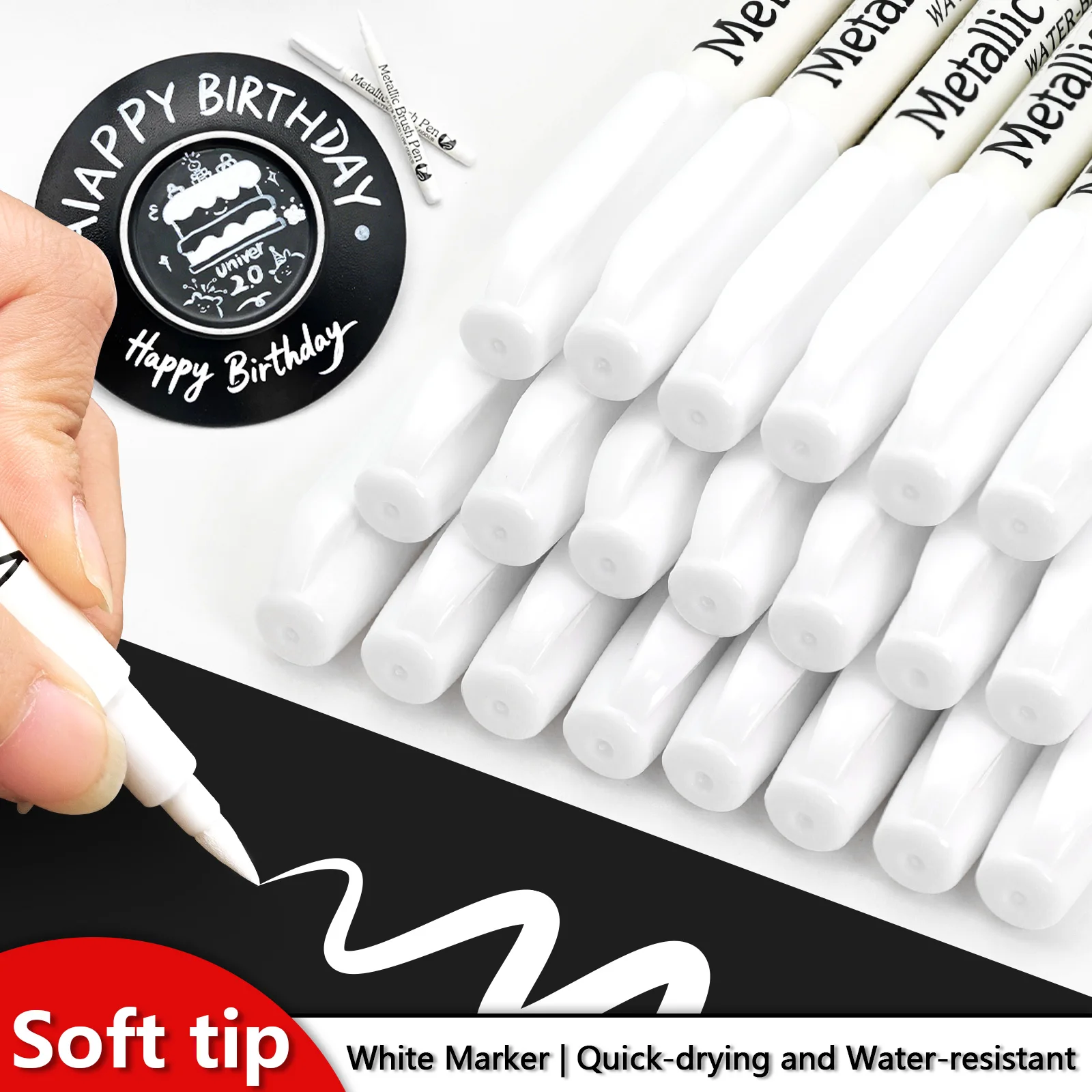 Brush Tip Metallic Marker Pens - огляд і ціна Art Craft Stationery